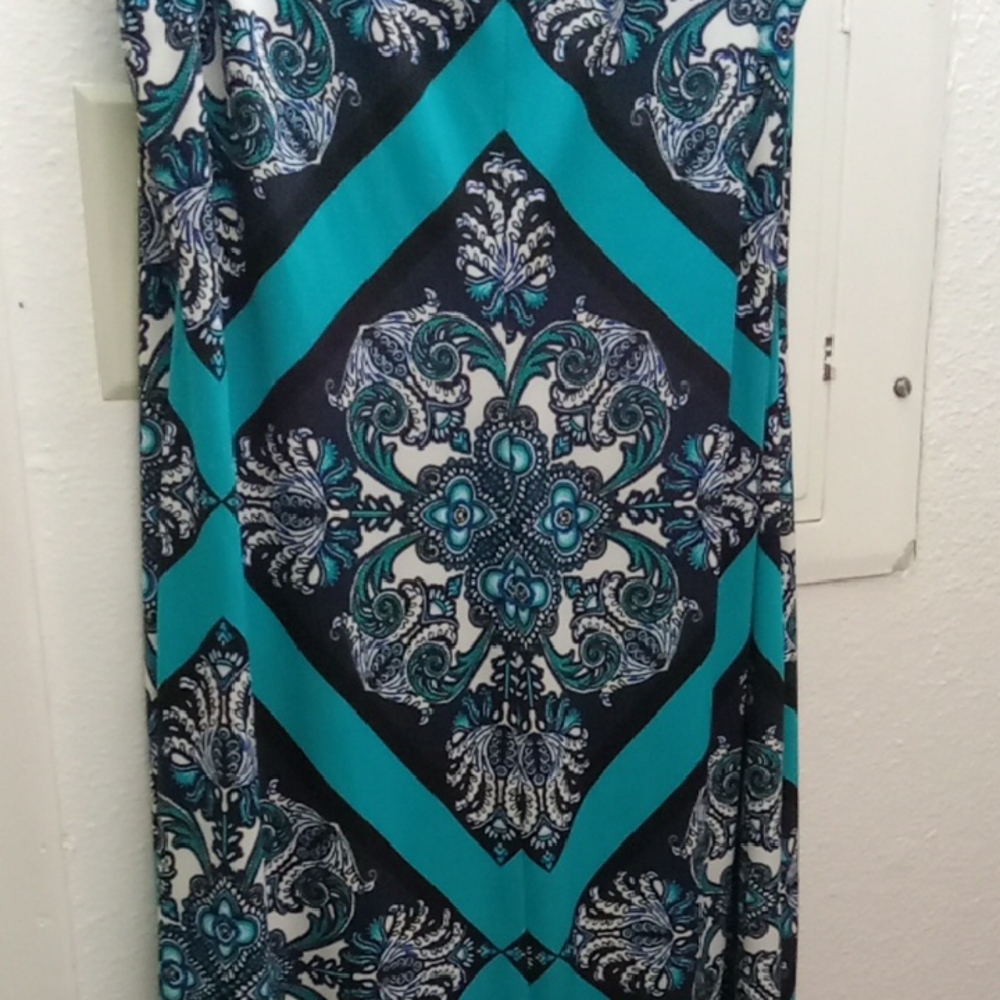 I-N-C International Concepts Elegant Blue Patterned Sleeveless Dress - Picture 4 of 5